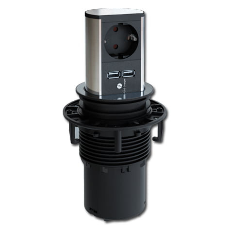 Elevator verzinkbare contactdoos
1-voudig met penaarde+2x usb(B*)
