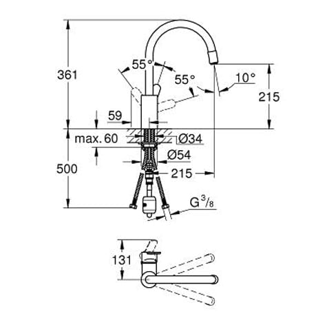Keukenkraan 1 hendel GROHE Eurostyle Cosmopolitan