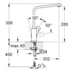 Keukenkraan 1 hendel GROHE Eurocube