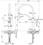 O'rama 68730 kraan, Eenhendel keukenmengkraan, Chroom/ zwart - Afbeelding 2