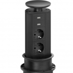 Evoline Powerport 2ST stopcontact - Met USB lader Schulte, Zwart