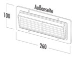 T-ZUL-GI 125 Brede buis traliekap luchttoevoer, Buitenjaloezie, wit