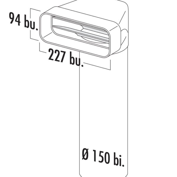 F-UR 150 Omkeerstuk 90ï½¡ met ronde buis, Verbindingselement., wit, L 900 mm