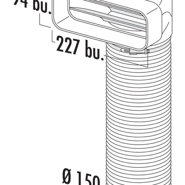 F-URX 150 Omkeerstuk 90ï½¡ met flexibele slang, Verbindingselement., wit, L 500 mm