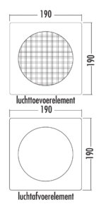 E-Klima A/Z 150 luchtafvoer en -toevoer muurdoorvoerunit, Muurdoorvoerunit, Luchttoevoerelement