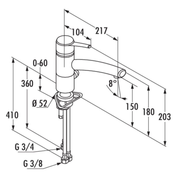 Trendo 3, E始greepsmengkraan., roestvrij staalfinish, hoogdruk