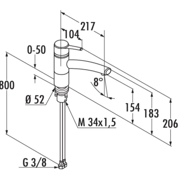 Trendo 4 Raamarmatuur, E始greepsmengkraan., roestvrij staalfinish, hoogdruk