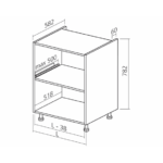 Onderkast tot 60cm, kleur wit, H782mm, Keukenkasten zonder front, - Afbeelding 2