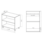 Onderkast 80cm tot 120cm, kleur wit, H812mm, Keukenkasten zonder front, - Afbeelding 2