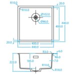 0-8212 Caressi CAGRPP40BK-FL Black Line Spoelbak detail