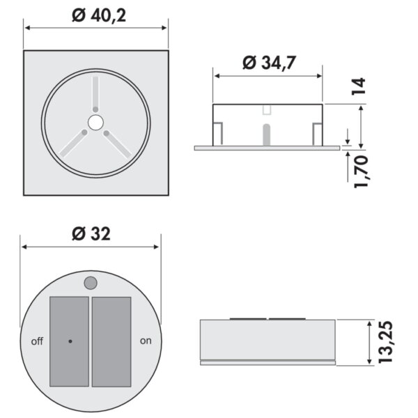 Afstandsbediening, Afstandsbediening., aluminiumkleurig