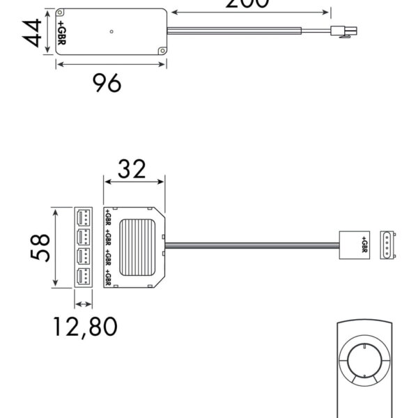 Draaicontroller-set voor Fascia LED Flex Stripes RGB., wit