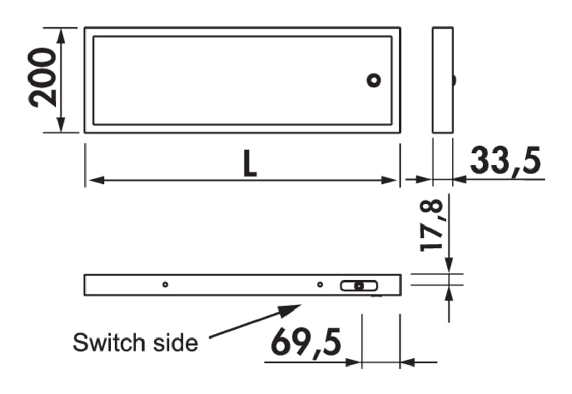 Lista 30 LED, Verlichte legbord Lista 30 LED, Verlichte legbord., L 450 mm, 4,32 W
