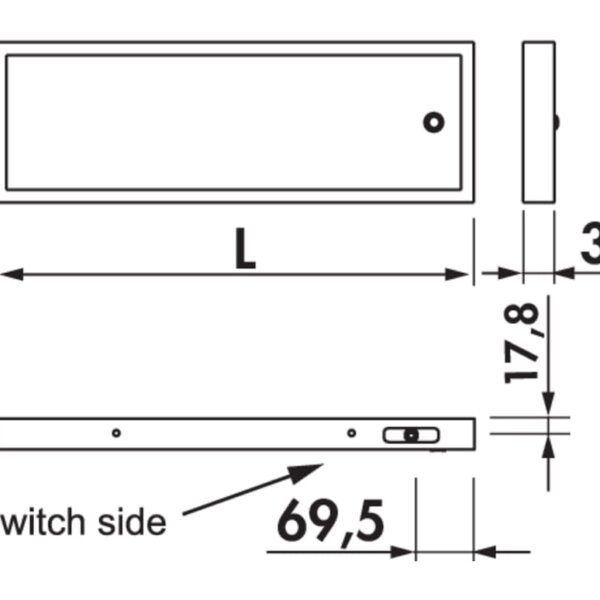 Lista 30 LED, Verlichte legbord., L 600 mm, 5,94 W