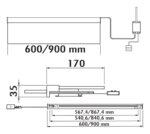 Terreno LED, Verlichte legbord., L 900 mm, ca. 3,3 W