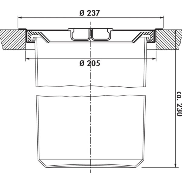 Dassa 4, Afvalverzamelsysteem voor vrijstaande container., roestvrij staal met aluminium element