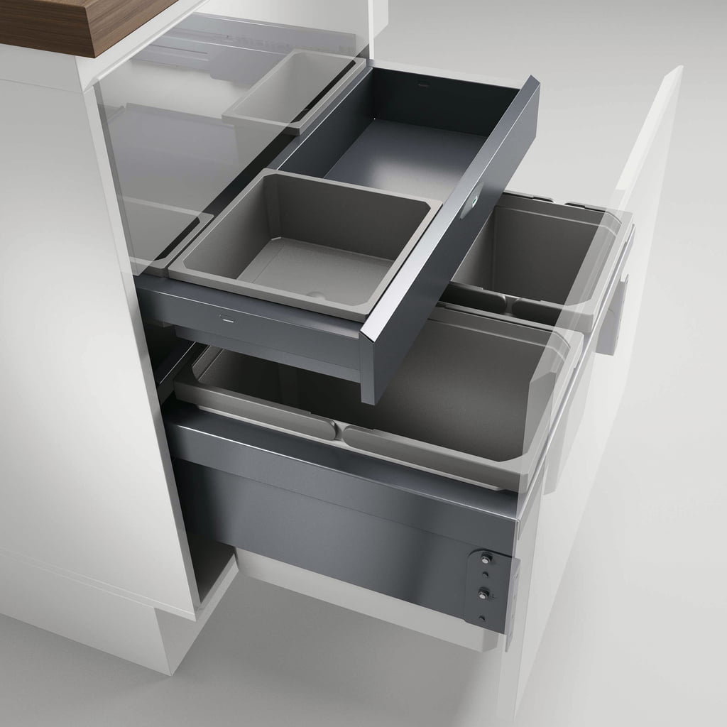 CoxÂ® Base 360 S/600-3 met Base-Board, Afvalverzamelaar met frontuittreksysteem, zonder biologisch deksel, lichtgrijs, H 460 mm