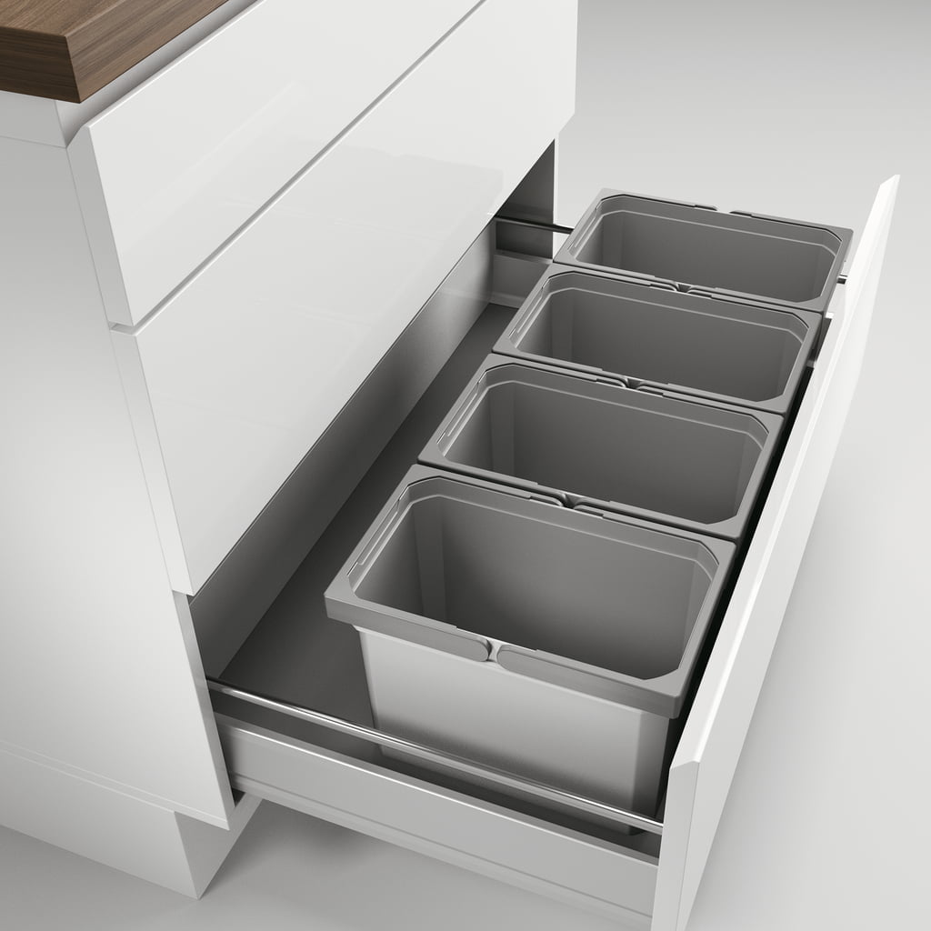 CoxÂ® Box 235 K/900-4, Afvalsysteem voor gangbare uittreksystemen, zonder biologisch deksel, lichtgrijs