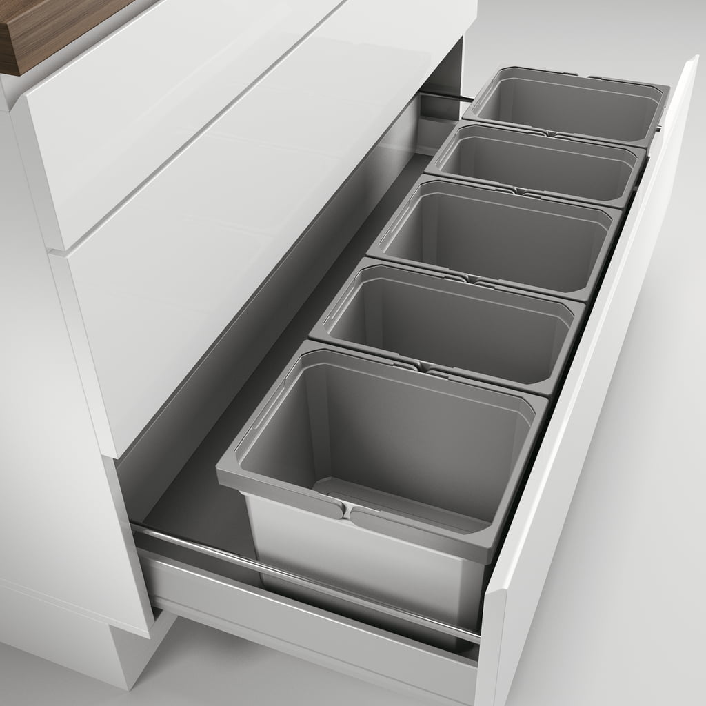 CoxÂ® Box 235 K/1200-5, Afvalsysteem voor gangbare uittreksystemen, zonder biologisch deksel, lichtgrijs