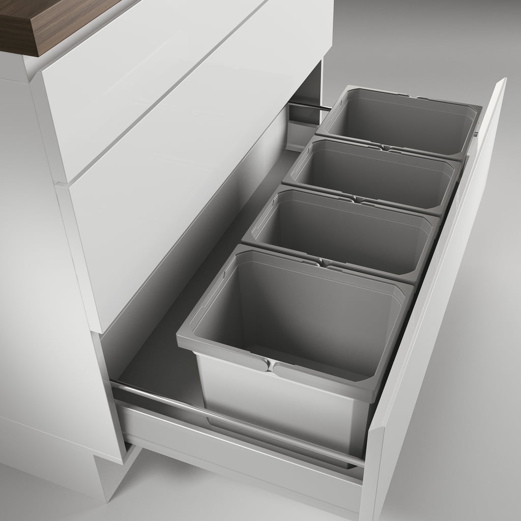 CoxÂ® Box 275 K/1000-4, Afvalsysteem voor gangbare uittreksystemen, zonder biologisch deksel, lichtgrijs