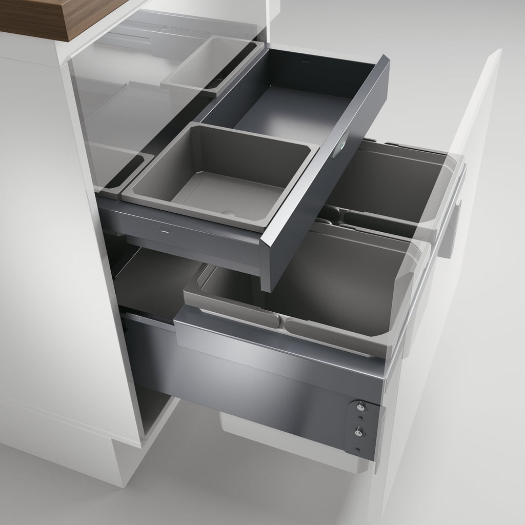 CoxÂ® Base 360 K/600-2 met Base-Board, Afvalverzamelaar met frontuittreksysteem, zonder biologisch deksel, lichtgrijs, H 460 mm