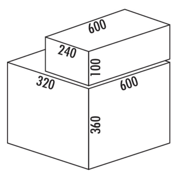 Coxィ Base 360 K/600-2 met Base-Board, Afvalverzamelaar met frontuittreksysteem., zonder biologisch deksel, antraciet, H 460 mm