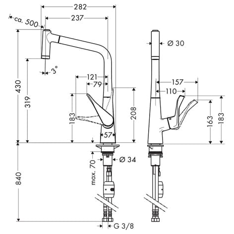 Keukenkraan 1 hendel HANSGROHE Metris 320