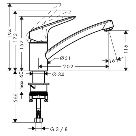 Keukenkraan 1 hendel HANSGROHE Logis 120