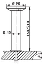 Barsteun Bladsteun Turn Around roestvrij staal, Hoogte 210 mm - Afbeelding 3