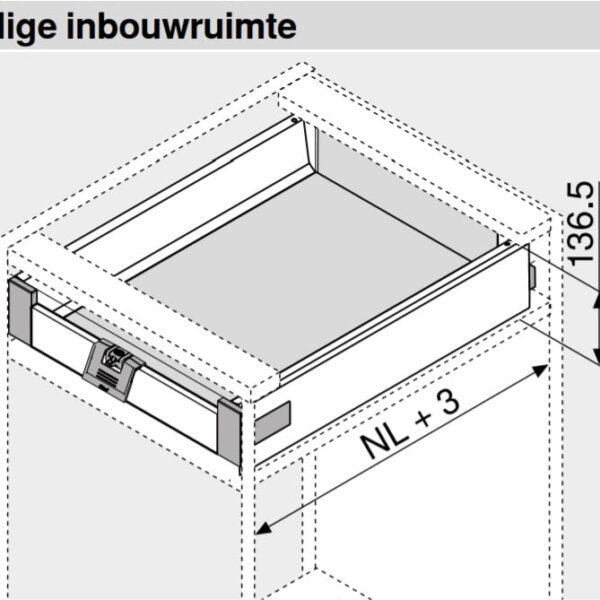 ANTARO Blum KZ binnenlade Blumotion 131mm