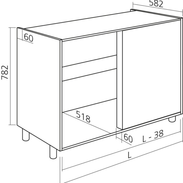 Hoekkast keukenkast zelfbouw H782mm