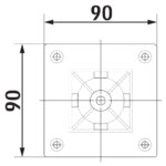 Kreta Vierkante voet aluminium, tafelpoot, roestvrij staalkleurig, H 1100 mm - Afbeelding 3