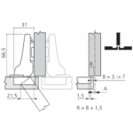 Scharnier CLIP top BLUMOTION 110° voor halfopliggende deur. Set van 100 stuks. Gereedschapsloos. - Afbeelding 2
