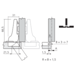 Scharnier CLIP top BLUMOTION 110° voor halfopliggende deur. Set van 10 stuks. Gereedschapsloos. - Afbeelding 3