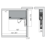 Beslagelementset AVENTOS HK top met schroefbevestiging. Vermogen 3200-9000. 107 graden hoek. Antraciet Grijs. - Afbeelding 5