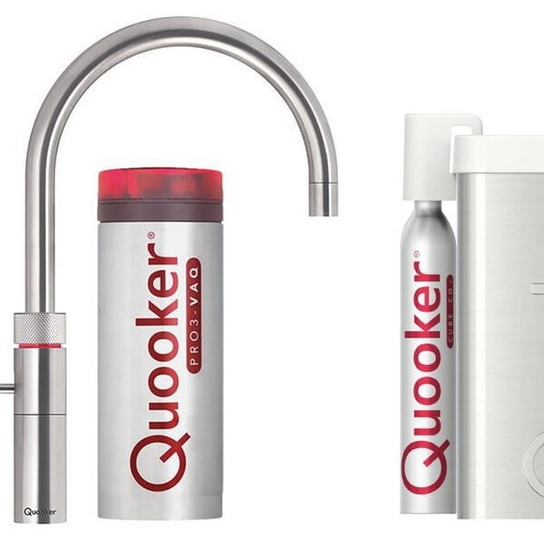 Quooker PRO3 en CUBE Fusion Round  RVS