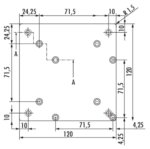 Rhodos Vierkante voet Aluminium, tafelpoot, roestvrij staalkleurig, H 700 mm - Afbeelding 2