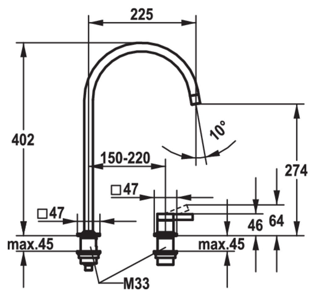 CON:P Douche-eengreepsmengkraan Anza - Hoogwaardige messing behuizing - verchroomd - 1/2 inch douche-uitlaat/eengreepsmengkraan voor opbouwmontage/douchekraan / SA933
