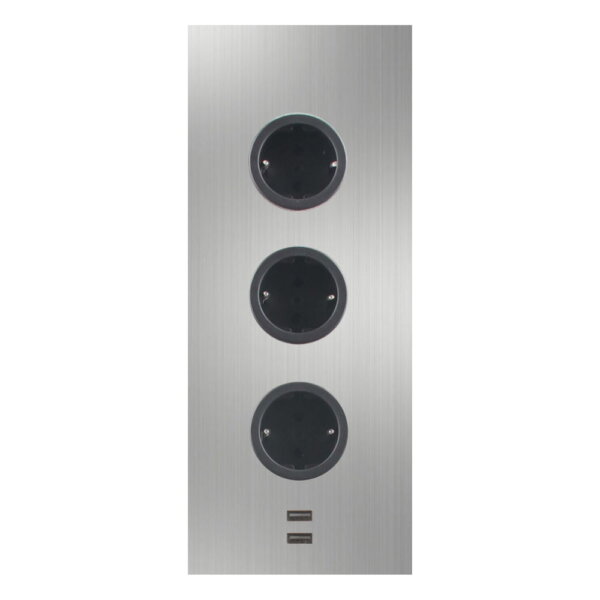 Caressi Energiezuil 3ST29 met dubbele USB-lader RVS