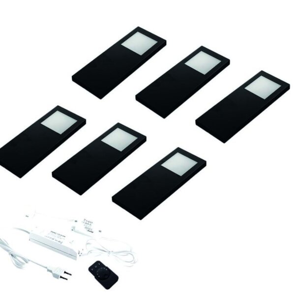 Slim pad F Dynamic Led 24V, Set 6 spots, Zwart