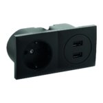 Doeco Fronti inbouw stopcontact 1ST/ USB zwart