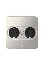 Twist 2 Dubbele contactdoos, met veiligheidsstopcontacten, RVS vierkant - Afbeelding 2