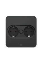 Twist 2 Dubbele contactdoos, met veiligheidsstopcontacten, zwart vierkant - Afbeelding 2