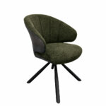 Brezo 1AS, Stoel, onderstel zwart mat, draaibaar, rond, bekleding groen