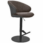Brezo AS, Barkruk, onderstel zwart mat, rond, bekleding bruin