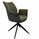 Stella 1AS, Stoel, onderstel zwart mat, draaibaar, hoekig, bekleding groen