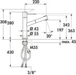 KWC Ono 7 raamarmatuur, Gootsteenkraan, roestvrij staal, hoogdruk - Afbeelding 3