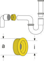 HT Rubbernippel, Verbindingsmateriaal, voor 1 ½", DN 40–50, bu 54 mm, bi 33 mm - Afbeelding 2