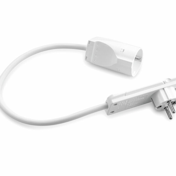 Verbindingsleiding met vlakke stekker, Verbindingsleiding/-element, L 1000 mm, wit