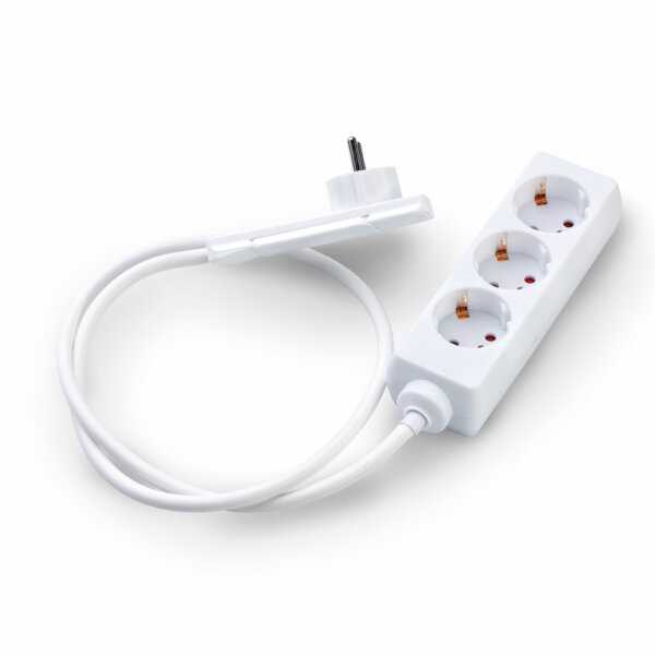 Drievoudige tafelcontactdoos met vlakke stekker, Contactdooselement, wit
